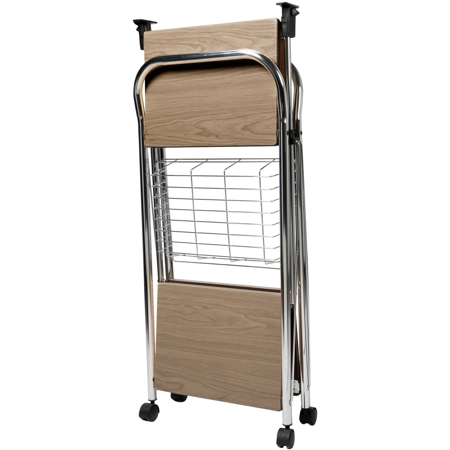 VESTIAMO CASA - Carrello multiuso legno naturale in acciaio cromato Karry&Go - h91x58x43 cm